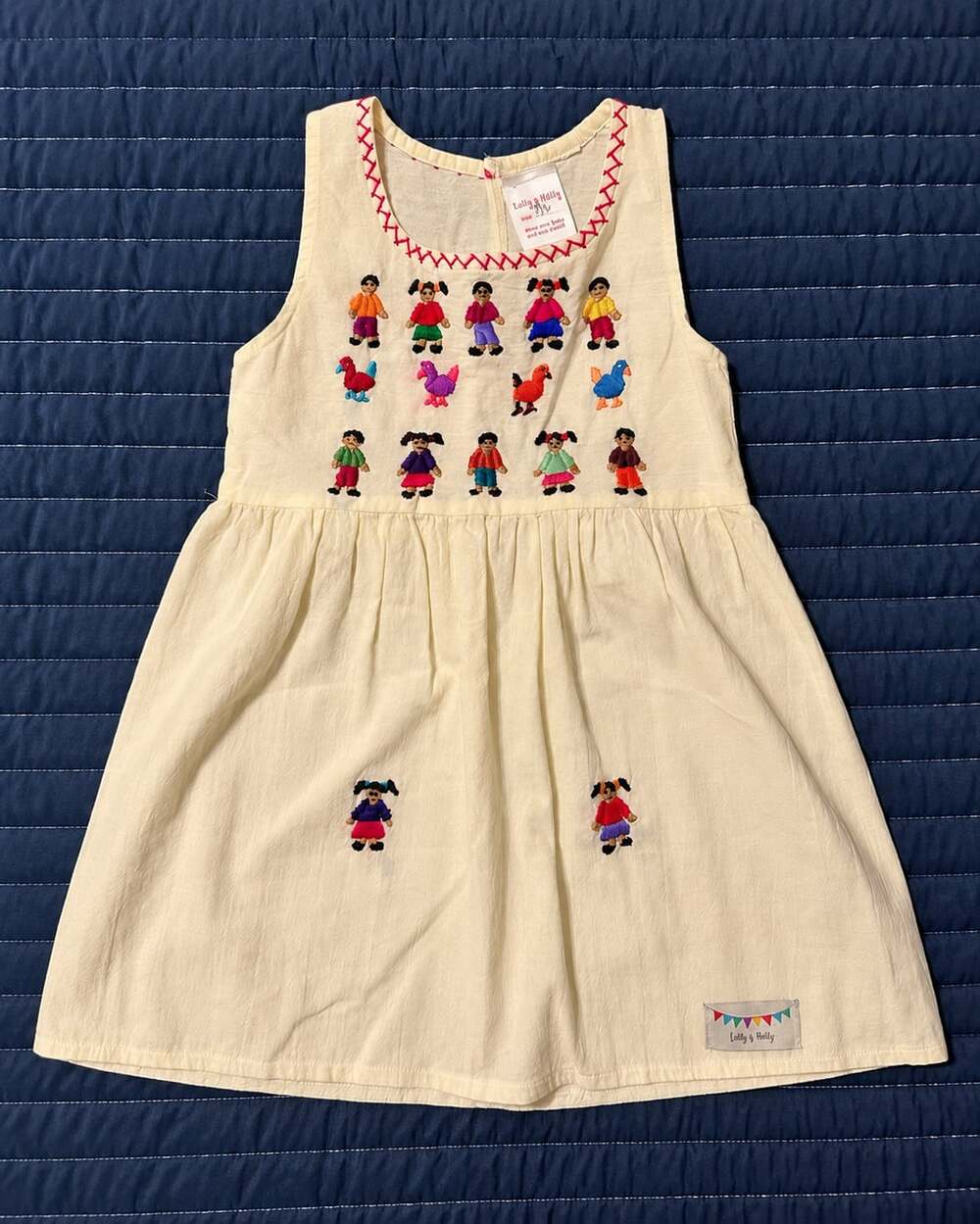 Lolly y Nelly Girls Embroidered Dress Size 3 Cotton Blend Made in Mexico